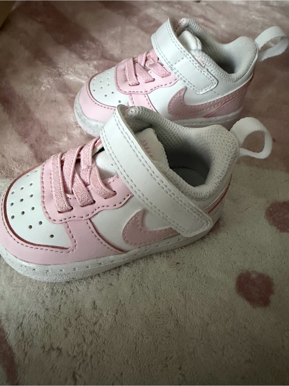 Nike Kids Pink and White Velcro Sneakers - Picture 2 of 5